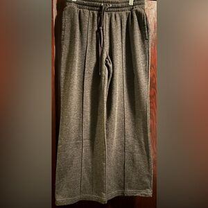 Rae Dunn Gray Pleated Wide Leg Sweatpants - Comfortable Everyday Lounge Pants